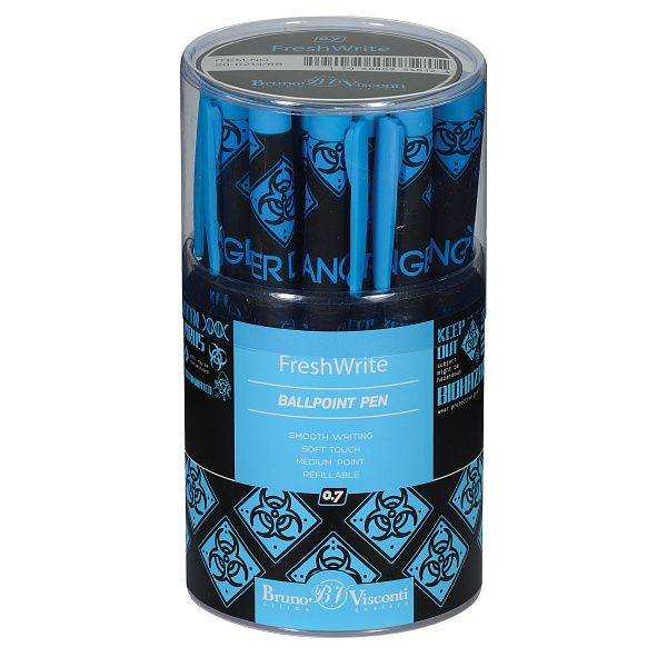 Ручка шариковая 0,7 мм "FreshWrite. Биологическая опасность!" СИНЯЯ