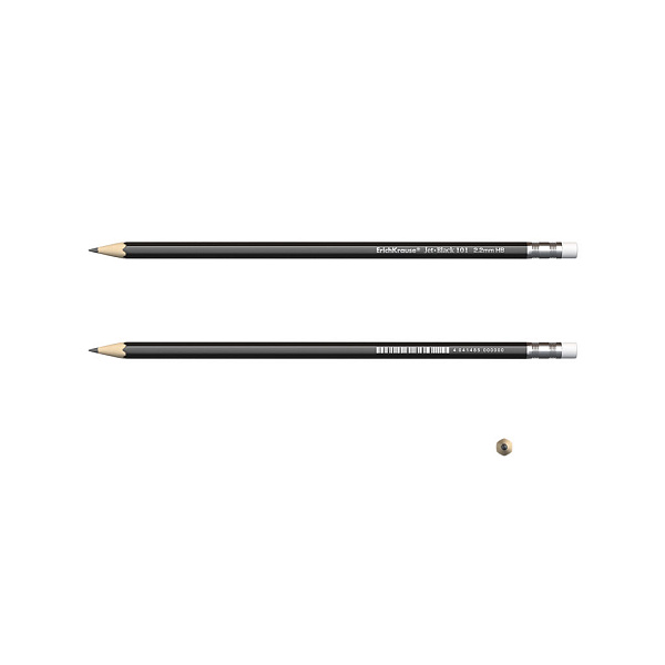 Карандаш ч/г HB ErichKrause Jet Black, шестигранный , с ластиком, HB (в тубусе)