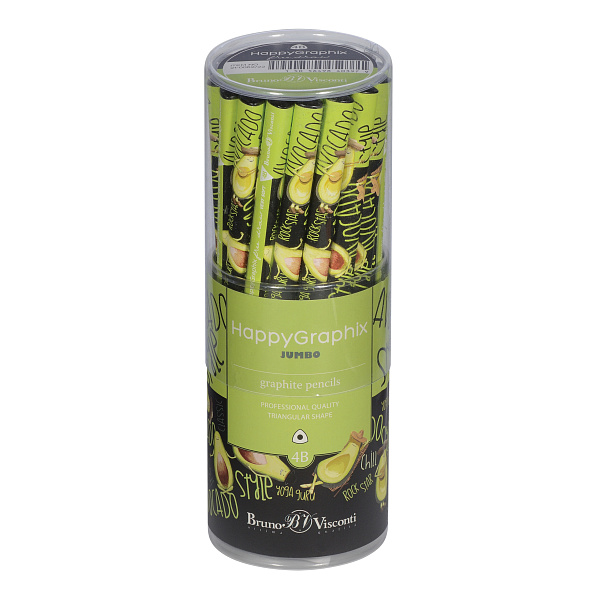 Карандаш ч/г "HappyGraphix Jumbo. Avocado style. Rock star" 4В, 3.5 MM