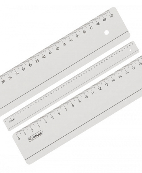 Линейка 50 см пластик прозрачная, СТАММ