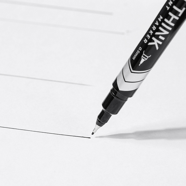 Маркер перм. 1 мм/0,5 мм Deli Think двойной пиш. наконечник черный