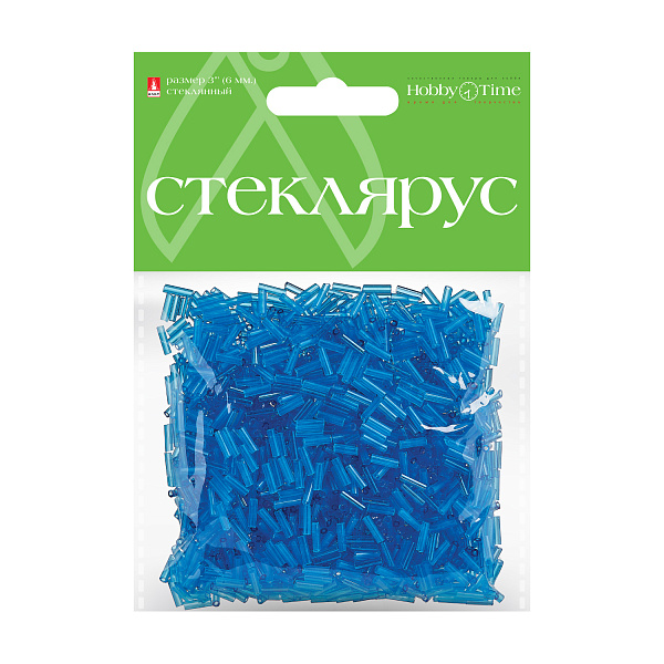 Стеклярус прозрачный, 6 мм, 60 гр, ГОЛУБОЙ, №3