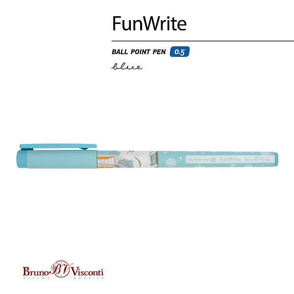 Ручка шариковая 0,5 мм "FunWrite. Городская прогулка. Лайка" СИНЯЯ 