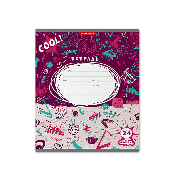 Тетрадь 24 л. лин. "Cosmic Trash"  ErichKrause  (в плёнке по 10 шт.)_MIX-PACK