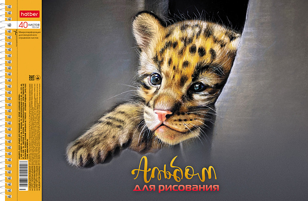 Альбом для рисования 40 листов на спирали "Глазки, ушки, носик" перфорация на отрыв тиснение 4 диз.в блоке