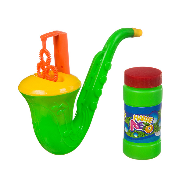 Пистолет Bondibon "Наше Лето" саксофон с мыльными пузырями 45 мл, CRD 26,5х29,5 см, 2 вида, арт.1813.