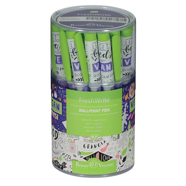 Ручка шариковая 0,7 мм "FreshWrite. Vegan. Черничный смузи" СИНЯЯ