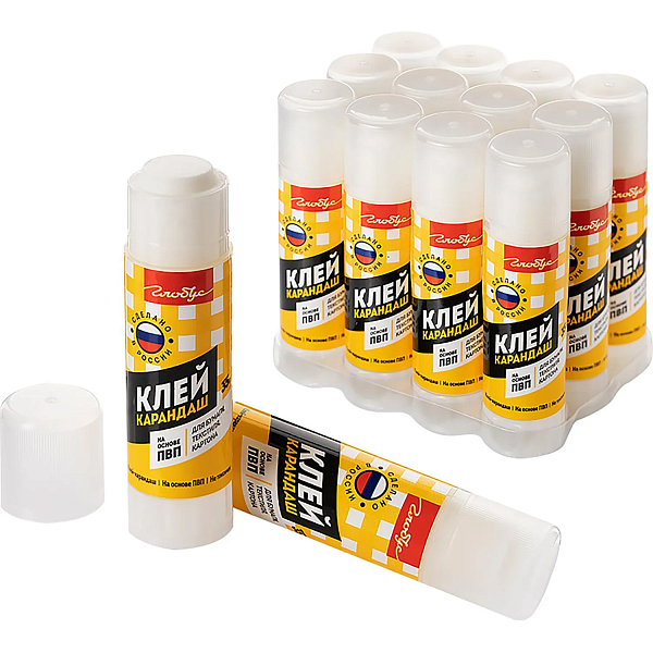 Клей-карандаш  35 г "Globus" ГЛОБУС ПВП основа, в картонном дисплее/1024