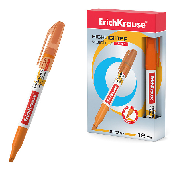 Маркер-текстовыделитель ErichKrause® Visioline V-11, оранжевый  (в коробке )