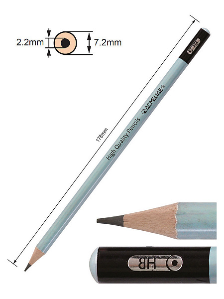 Карандаш ч/г HB ACMELIAE круглый, корпус перламутровый, 4 цвета корпуса,