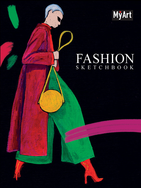 Скетчбук 225*174 мм 40 л. My Art. Fashion на гребне. "Модель с сумкой"