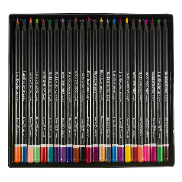 КАРАНДАШИ ЦВЕТНЫЕ ПЛАСТИКОВЫЕ  "Black Excellence" С ТОЧИЛКОЙ, 24 ЦВЕТА, 4 ВИДА (10702070/190723/3294953,КИТАЙ)