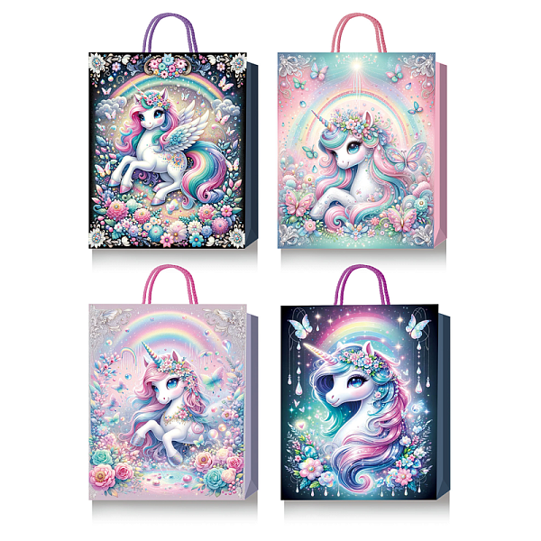 Пакет подарочный бум. "deVENTE. Unicorn" вертикальный, 18x23x8 см, тиснение фольгой 3-d, бумага 210 г/м², ассорти 4 дизайна