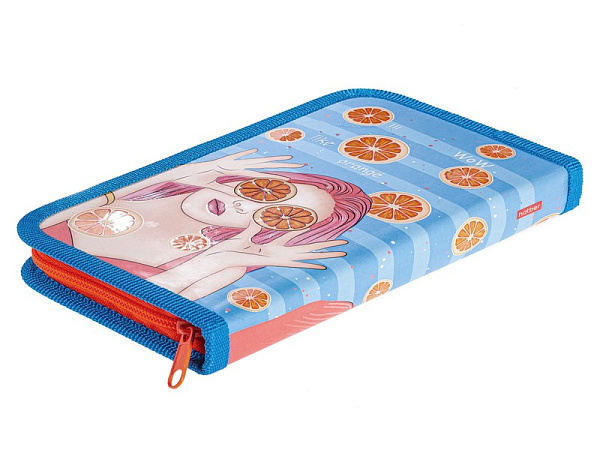 Пенал Hatber 190х115мм 1 отделение на молнии мат.ламин. 3D лак-Очаровательные глазки- с табл.умножения  в индив.упак.