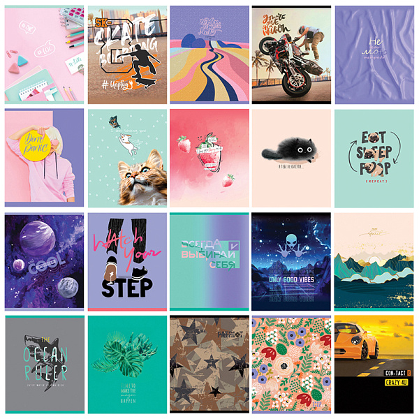 Тетрадь А5 48 листов в линию, BG "Super Mix-20", обложка мелованный картон, вд-лак, 60 г/м2, эконом