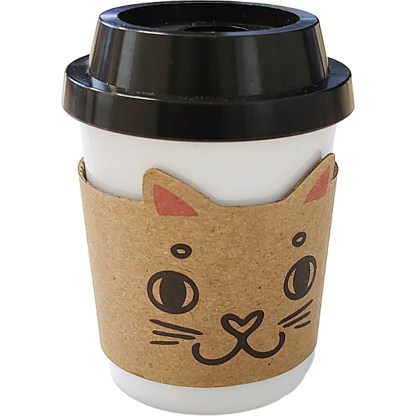 Точилка для карандашей "deVENTE. MooreCafe" 2 отверстия, пластмассовая с контейнером, каждая с индивидуальной маркировкой, с 4-мя разными кошачьими мордочками на капхолдере