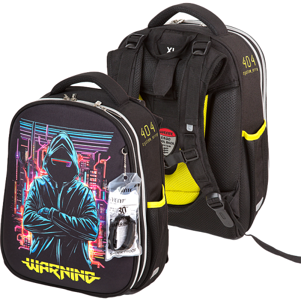 Рюкзак школьный "deVENTE. Choice. Cyber" жесткий 38x28x16 см (17 л) вес 950 г, 1 отд. на молнии с разделителями для учебников, 1 отделение с органайзером, 2 боковых кармана сеткой на резинке, эргономичная формоустойчивая вентилируемая спинка (евросет