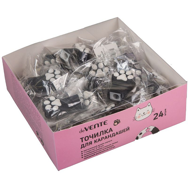 Точилка 1 отв. "deVENTE. Cat Paw" 28x21x42 мм, пластиковая с покрытием Soft Touch, каждая в индивидуальном пакете с с индивидуальной маркировкой