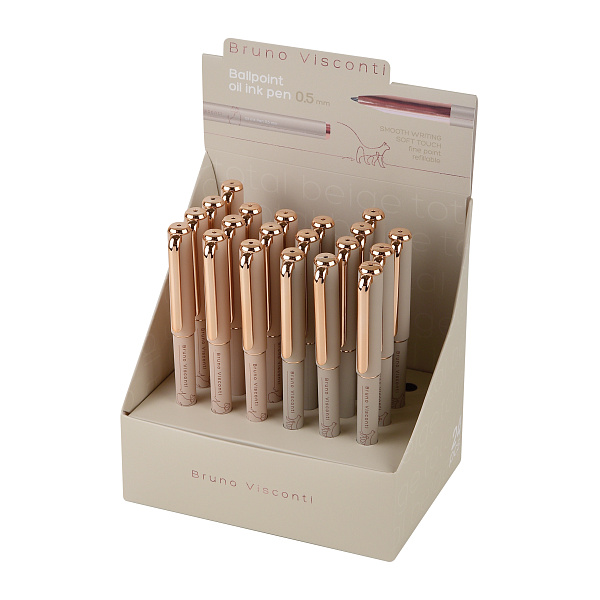 Ручка шариковая 0,5 мм "TOTALBEIGE" МАСЛО, СИНЯЯ