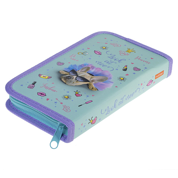 Пенал 1секц. д/дев. 190*115 Hatber "Модница"  с табл.умножения на молнии мат.ламин. 3D лак