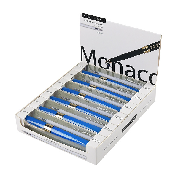 НАБОР: РУЧКА "MONACO" ШАРИКОВАЯ 0.5 ММ, СИНЯЯ (ярко-синий корпус) С ДОПОЛНИТЕЛЬНЫМ СТЕРЖНЕМ