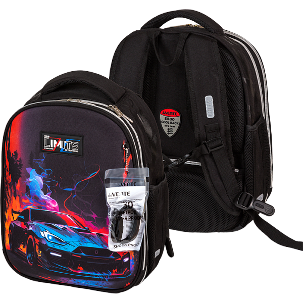 Рюкзак школьный "deVENTE. Choice Lite. Speed Zone" жесткий 38x29x17 см (17 л) вес 800 г, 1 отд. на молнии с разделителями для учебников, 1 отделение с органайзером, 2 боковых кармана сеткой на резинке, эргономичная формоустойчивая вентилируемая спинк