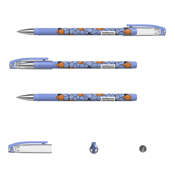 Ручка шариковая ErichKrause Tulips Stick, цвет чернил синий (в тубусе по 24 шт.)