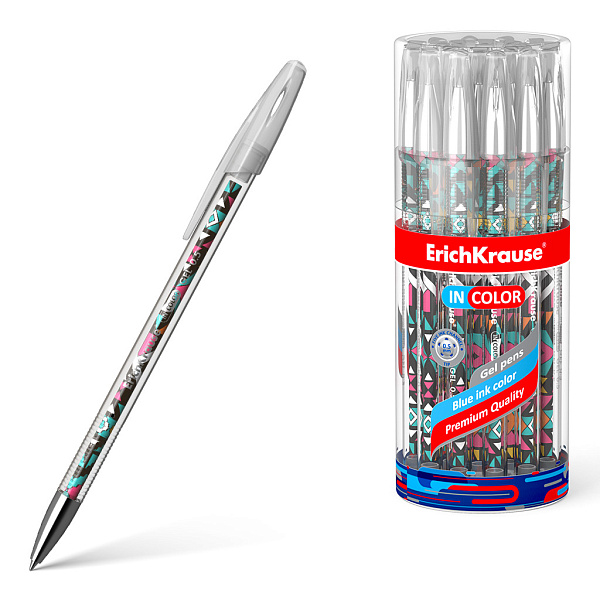 Ручка гелевая ErichKrause® InColor® Ornament, СИНЯЯ (в тубусе)