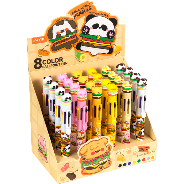 Ручка шариковая автомат. 0,7 мм deVENTE. Cute Hamburger 8 цв СИНЯЯ с декор. элементом,чернила на масл основе
