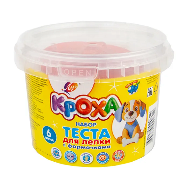 Набор теста для лепки Луч 6 цветов с формочками