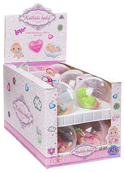 Пупс в шапочке с соской,  в шарике, Kaibibi baby, D/B 12 шт., ВОХ 22,5х23х34,5 см, арт. BLD195-1.