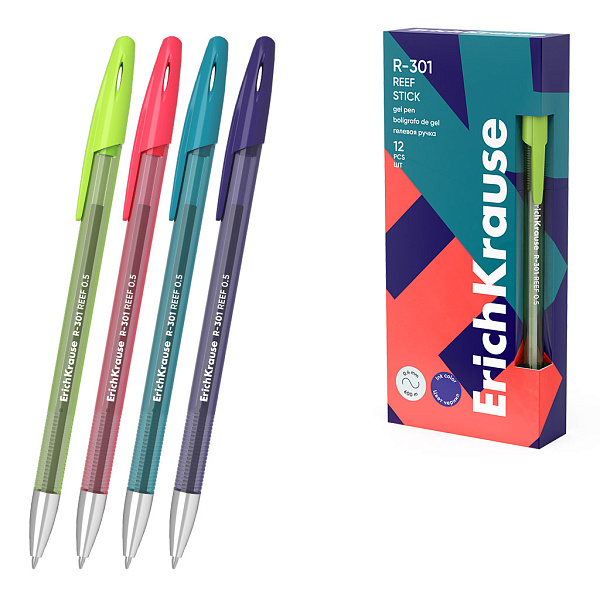 Ручка гелевая ErichKrause R-301 Gel Stick Reef 0.5, цвет чернил синий (в коробке )