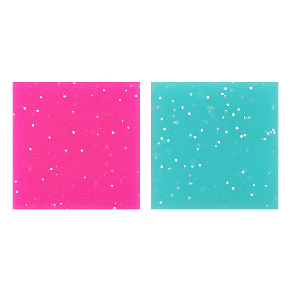 Ластик , арт./ 24 ГЛИТТЕР (шоу-бокс, 24 шт., ассорти, бирюзовый, фуксия, 40x40x10 мм, глиттерный ПВХ, форма: квадратная, ПЭТ-плёнка).
