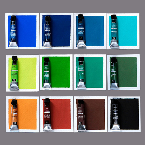 Гуашь 24 цвета по 12 мл. Малевичъ, в тюбиках