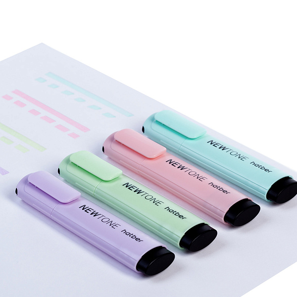 Маркер-текстовыделитель Hatber NEWtone PASTEL 1мм/5мм ассорти 12шт. в картонной коробке 