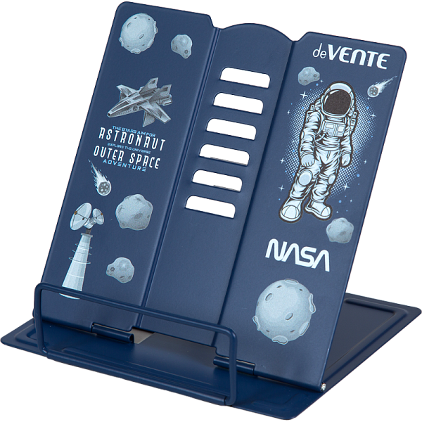 Подставка для книг метал. 15,4x15,2 см "deVENTE. NASA" окрашенная, синяя, вес 235 г, с противоскользящими ножками, с полноцветным рисунком, в пластиковом пакете с европодвесом