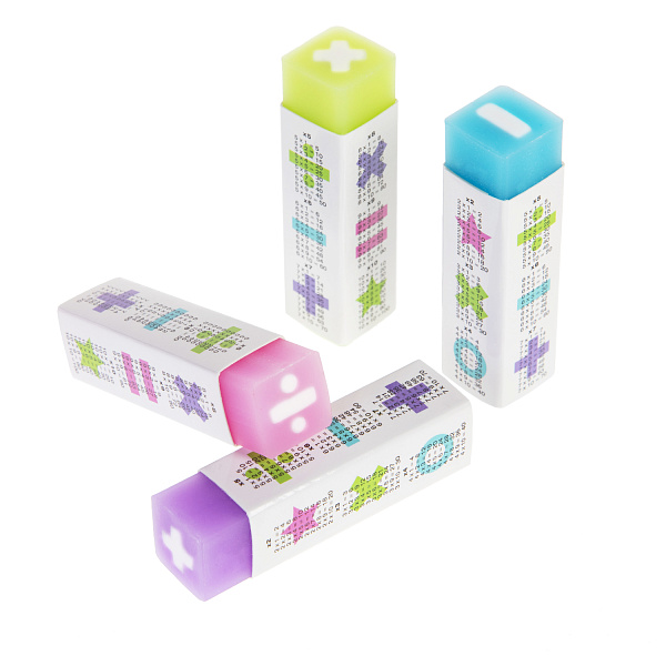 Ластик Hatber "2x2", прямоугольный, PVC, ассорти