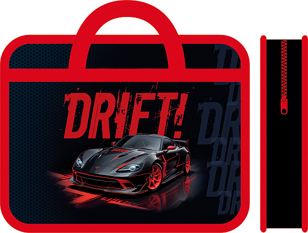 Папка детская А4 пластиковая, с ручками 330/260/75 "DRIFT ON" 2025 