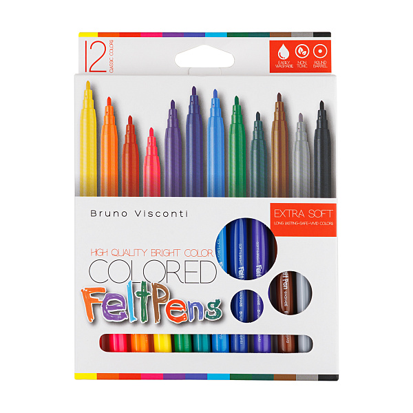 Фломастеры 12 цв. "BRIGHT COLORS"