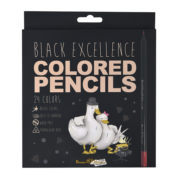 Карандаши 24 цв. "BLACK EXELLENCE", ГУСИ