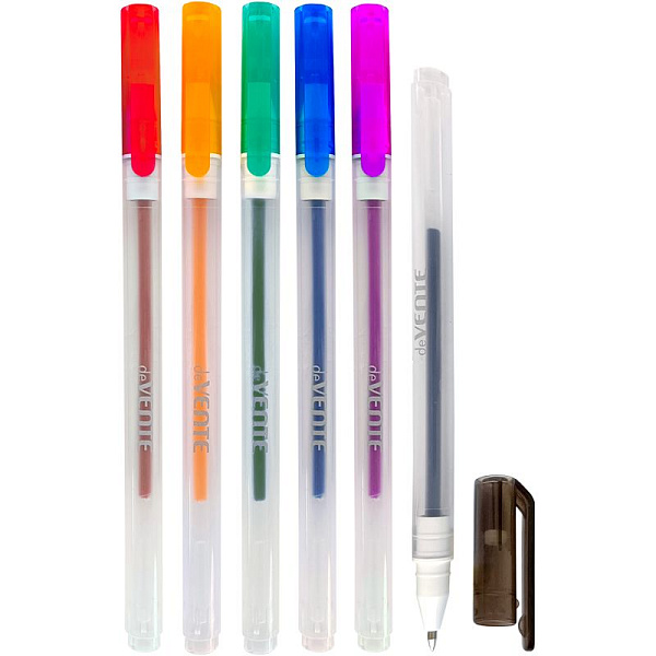 Набор ручек гелевых 6 цветов, d=0,5 мм, "Hit", прозрачно-матовый корпус, сменный стержень, в пластиковом блистере