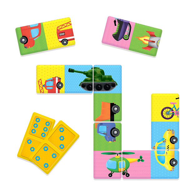 Домино. Транспорт. 28 фишек (двухсторонние). ГЕОДОМ