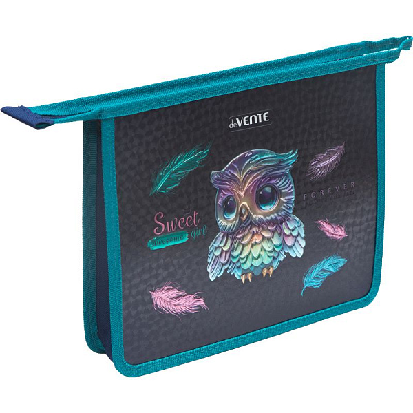Папка для тетрадей А5 "deVENTE. Happy Owl" с расширением 4,5 см, на молнии сверху, карт.с покрыт.фол