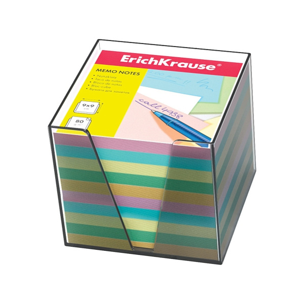 Блок бумаги  9*9*9см ErichKrause в пл/боксе/ассорти/