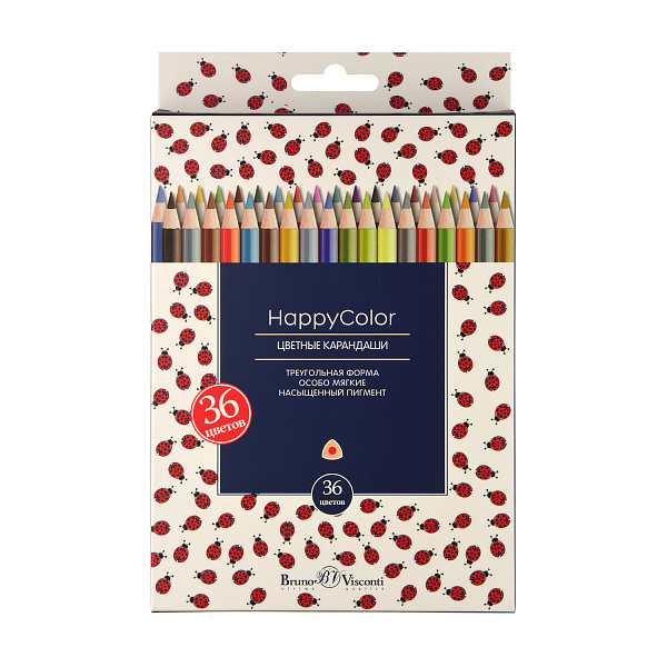 Карандаши 36 цв. "HAPPYCOLOR" 6 ВИДОВ