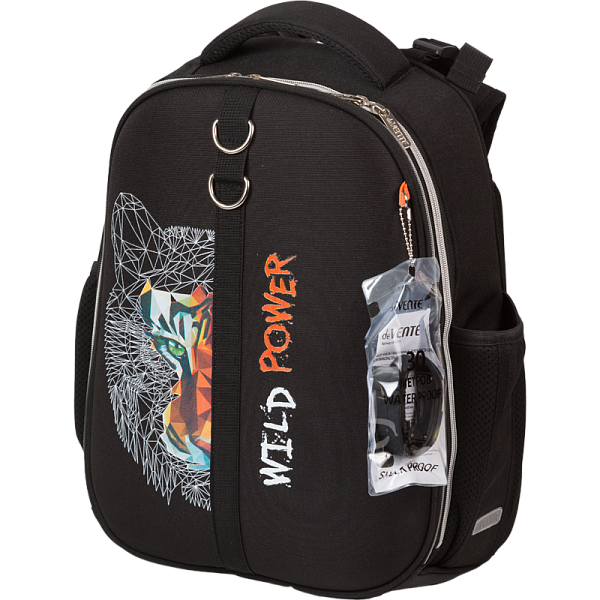 Рюкзак школьный "deVENTE. Choice. Wild Power" жесткий 38x28x16 см (17 л) вес 950 г, 1 отд. на молнии с разделителями для учебников, 1 отделение с органайзером, 2 боковых кармана сеткой на резинке, эргономичная формоустойчивая вентилируемая спинка (ев