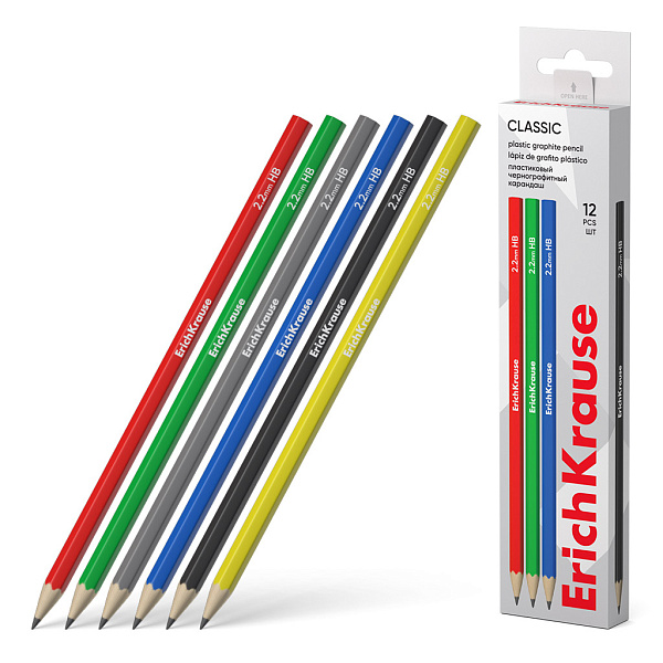 Карандаш ч/г ErichKrause® Classic 100 HB Пластиковый шестигранный (в коробке)