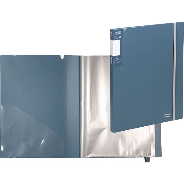 Папка 40ф А3 "deVENTE. sigNATURE" (320x435x25 мм) сумеречно синяя, полипропилен 650 мкм, фактура "ткань" вкладыши 30 мкм, внутренний карман 160 мкм, широкая резинка, индивидуальная упаковка,
