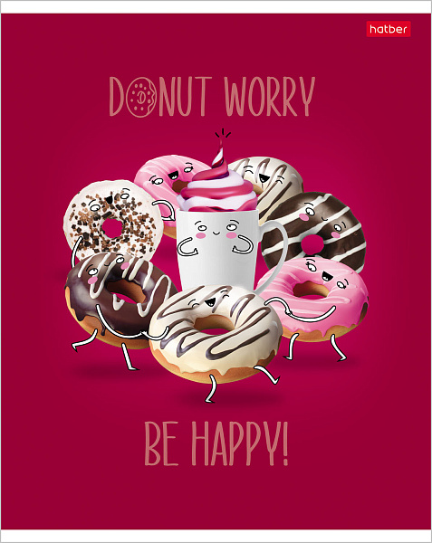 Тетрадь 48 л. кл. "Donut Worry" 65г/кв.м выб лак 5 диз.в блоке скругл.углы 