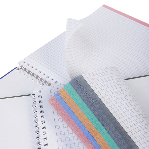 Тетрадь А4 120 л. кл. твердый переплет на гребне "Color Line" Многоцветный срез перфорация на отры